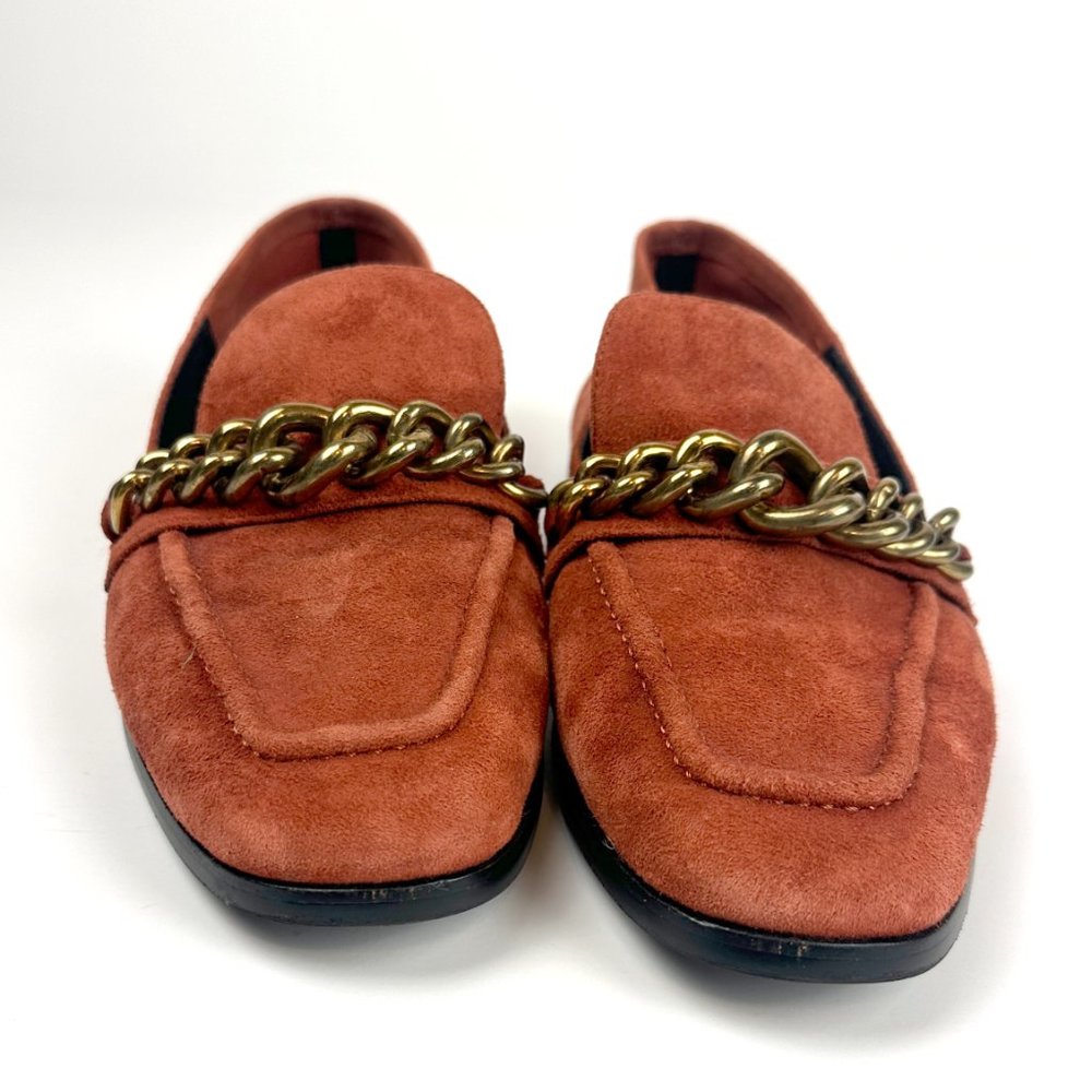 Free People x Jeffrey Campbell Vix Shoes Suede Loafer Chain Flats Brown Size 7.5 - Picture 4 of 11